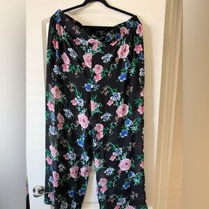 Torrid Black Floral Wide Leg Pants with Pink and Blue